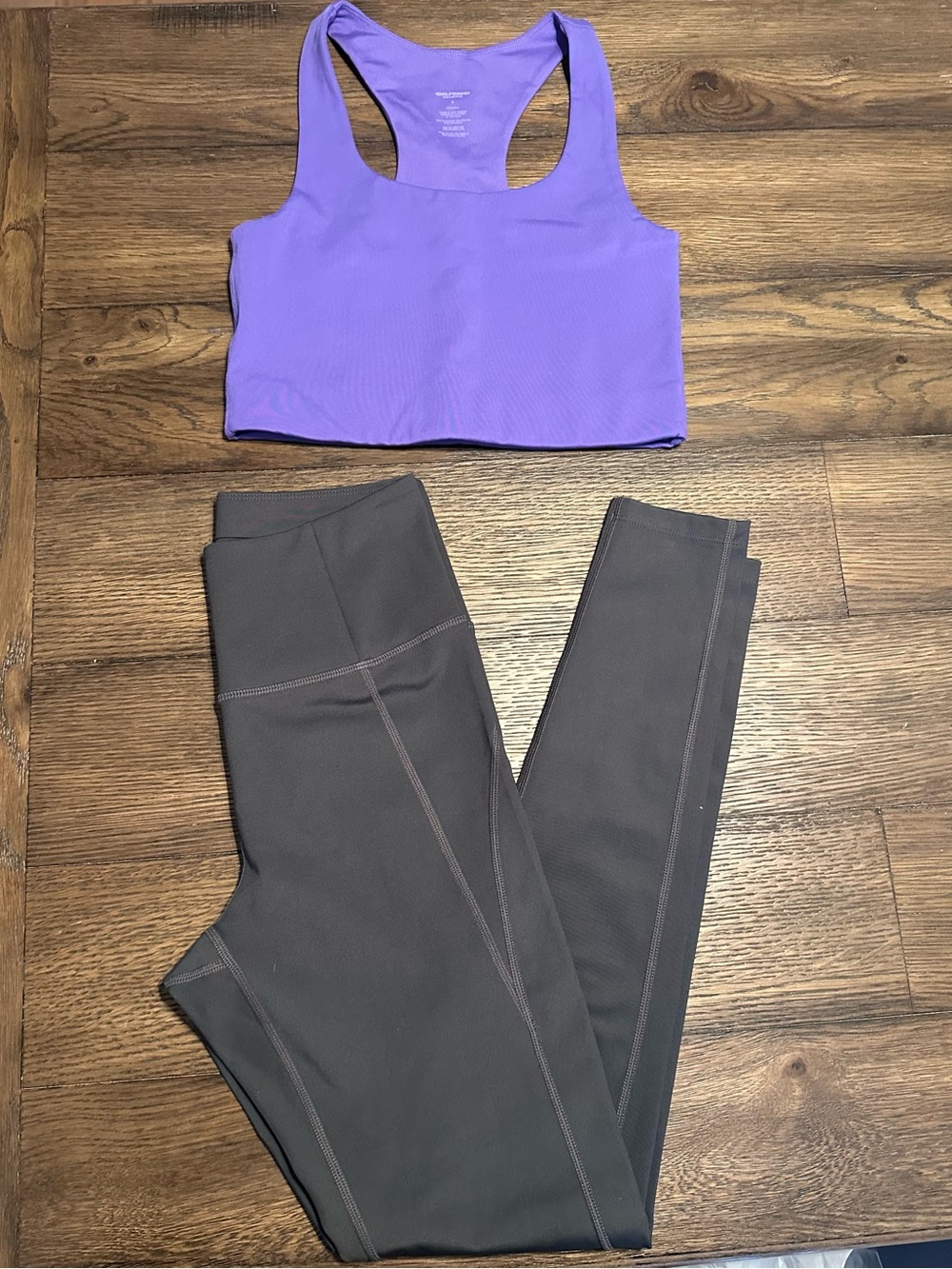 Girlfriend Collective Bundle - Small. Purple Bra with Grey Leggings